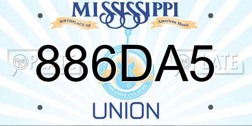 886DA5 Mississippi License Plate