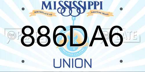 886DA6 Mississippi License Plate