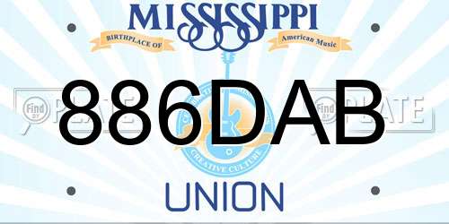 886DAB Mississippi License Plate