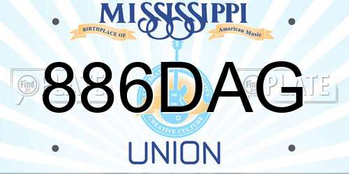 886DAG Mississippi License Plate