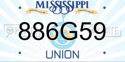 886G59 Mississippi License Plate