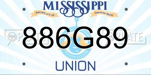 886G89 Mississippi License Plate