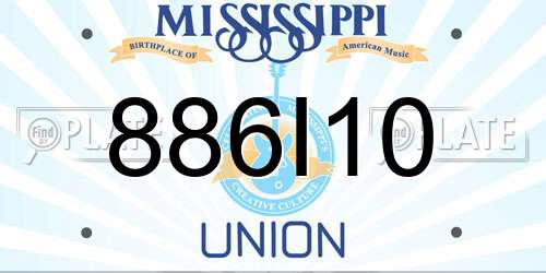 886I10 Mississippi License Plate