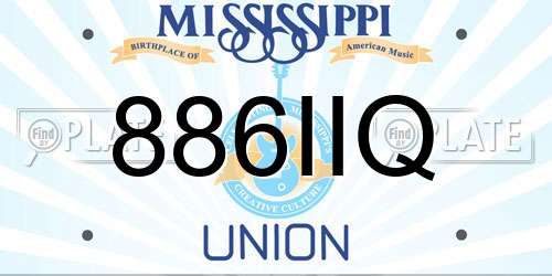 886IIQ Mississippi License Plate