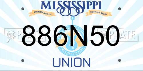 886N50 Mississippi License Plate
