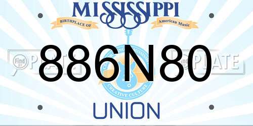 886N80 Mississippi License Plate