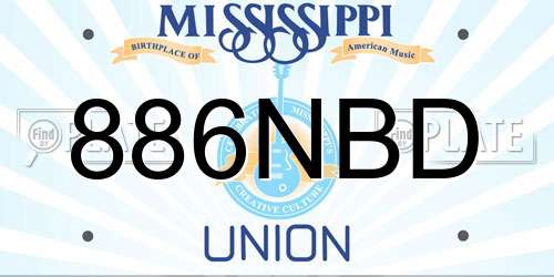 886NBD Mississippi License Plate