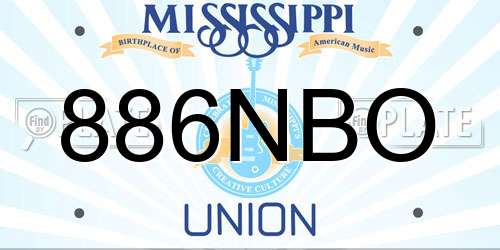 886NBO Mississippi License Plate
