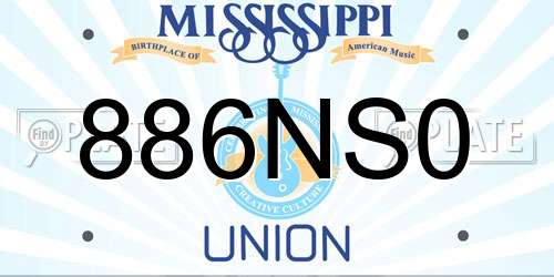 886NS0 Mississippi License Plate
