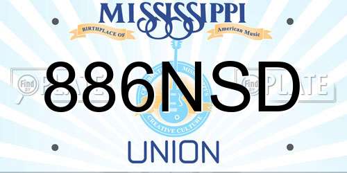 886NSD Mississippi License Plate
