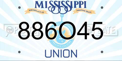886O45 Mississippi License Plate
