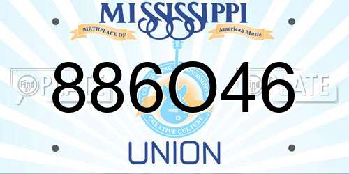 886O46 Mississippi License Plate