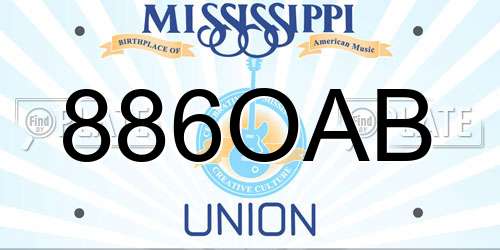 886OAB Mississippi License Plate