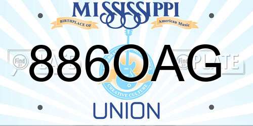 886OAG Mississippi License Plate