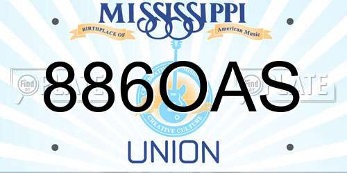 886OAS Mississippi License Plate
