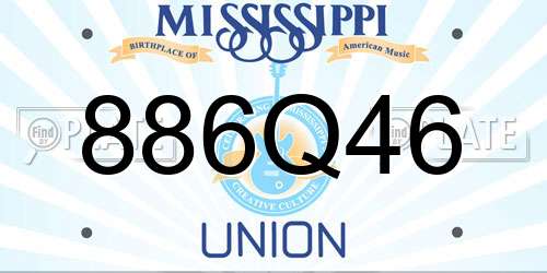 886Q46 Mississippi License Plate