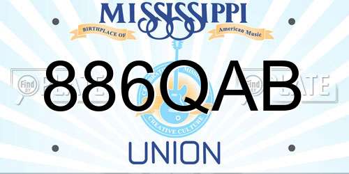 886QAB Mississippi License Plate
