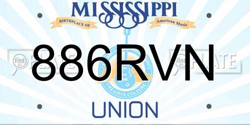 886RVN Mississippi License Plate