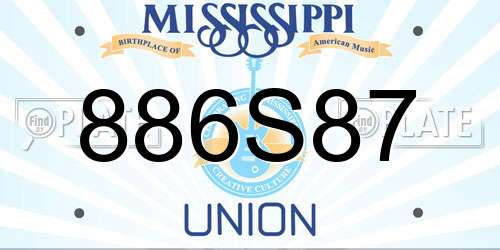 886S87 Mississippi License Plate