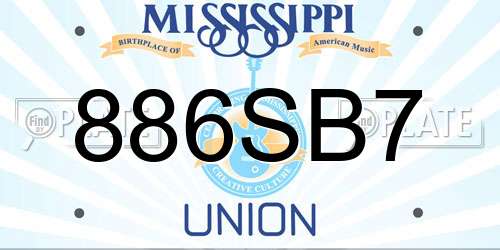 886SB7 Mississippi License Plate