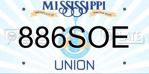 886SOE Mississippi License Plate