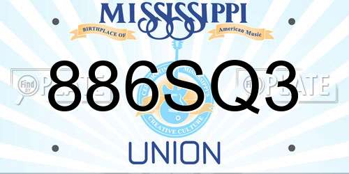 886SQ3 Mississippi License Plate