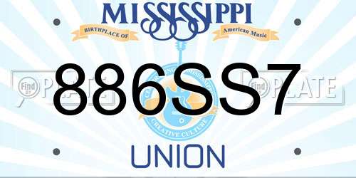 886SS7 Mississippi License Plate