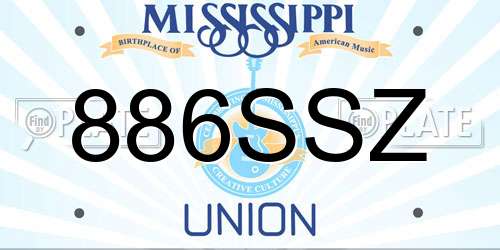 886SSZ Mississippi License Plate