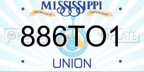 886TO1 Mississippi License Plate