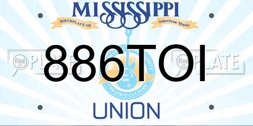 886TOI Mississippi License Plate
