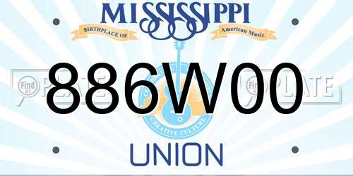 886W00 Mississippi License Plate