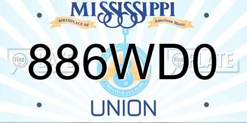 886WD0 Mississippi License Plate