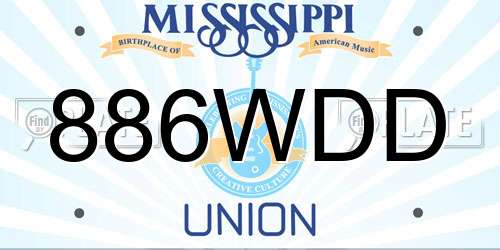 886WDD Mississippi License Plate
