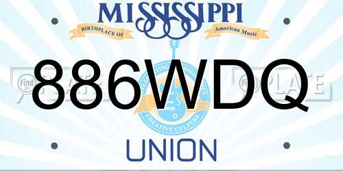 886WDQ Mississippi License Plate