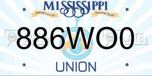 886WO0 Mississippi License Plate