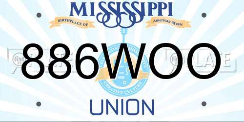 886WOO Mississippi License Plate