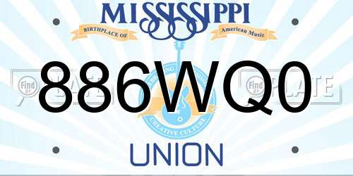 886WQ0 Mississippi License Plate