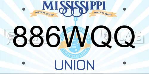 886WQQ Mississippi License Plate