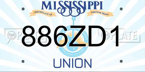 886ZD1 Mississippi License Plate