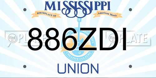 886ZDI Mississippi License Plate