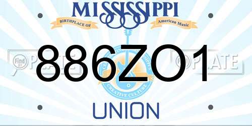 886ZO1 Mississippi License Plate