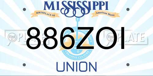886ZOI Mississippi License Plate