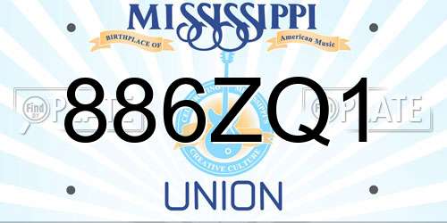 886ZQ1 Mississippi License Plate
