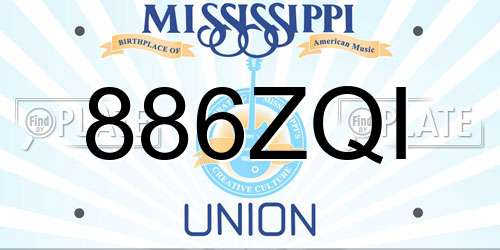 886ZQI Mississippi License Plate