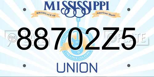 88702Z5 Mississippi License Plate