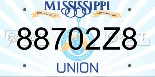 88702Z8 Mississippi License Plate
