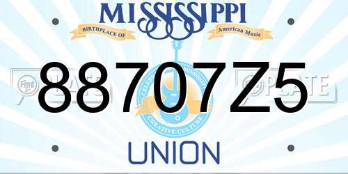 88707Z5 Mississippi License Plate
