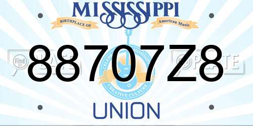 88707Z8 Mississippi License Plate