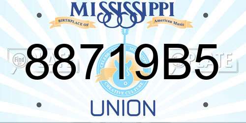 88719B5 Mississippi License Plate