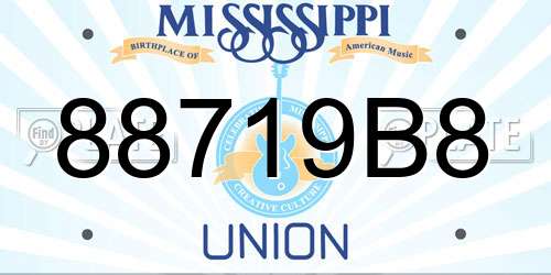 88719B8 Mississippi License Plate